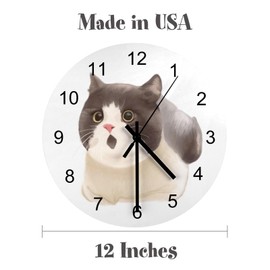 EQEY Milan Italy Wall Clock Silent Non Ticking Round Home Decor Wooden Wall Clock Round Easy to Read for Home Office School Clock, 12 Inch