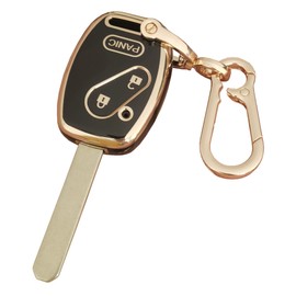WKEDQAF for Honda Key Fob Cover TPU Protector Key Fob Shell Fit for Honda Civic CR-V CR-Z Fit Insight Odyssey Pilot Ridgeline (Black 3-b)