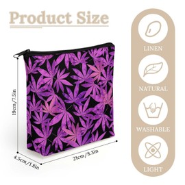 PLANTLIX Purple Weed Cosmetic Bag Makeup Bag Travel Zipper Pouch Gifts for Women Girls Sister Bestie Daughter Nurse Graduation Birthday Christmas Mothers Day