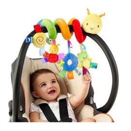 LIAOLI Cot Spiral Toy, Pram Toy, Bed Hanging Toy with Ringing Bell, Baby Seat Toy, Activity Spiral Plush Toy, Stroller and Travel Activity Toy