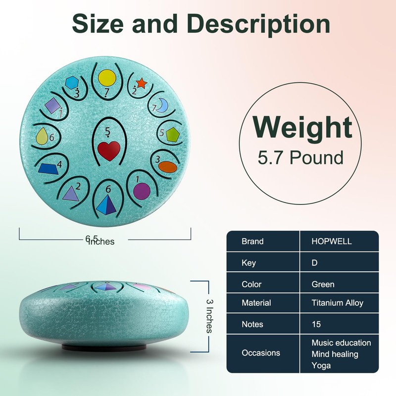 Rain Drum for Outside Garden, Steel Tongue Drum 6.8 Inch