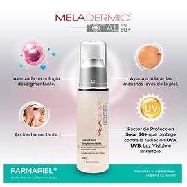 Meladermic Día I Suero despigmentante con Protector Solar +50 I Serum Antimanchas | 30g | Unifica el tonoI Previene las Manchas y Pecas | Hidratación Profunda | Testado Dermatológicamente