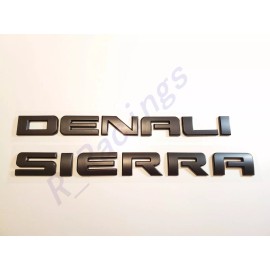 GM 4PCS Matte Black Denali Sierra Emblem Letters Fit GMC Sierra 1500 2500HD YUKON