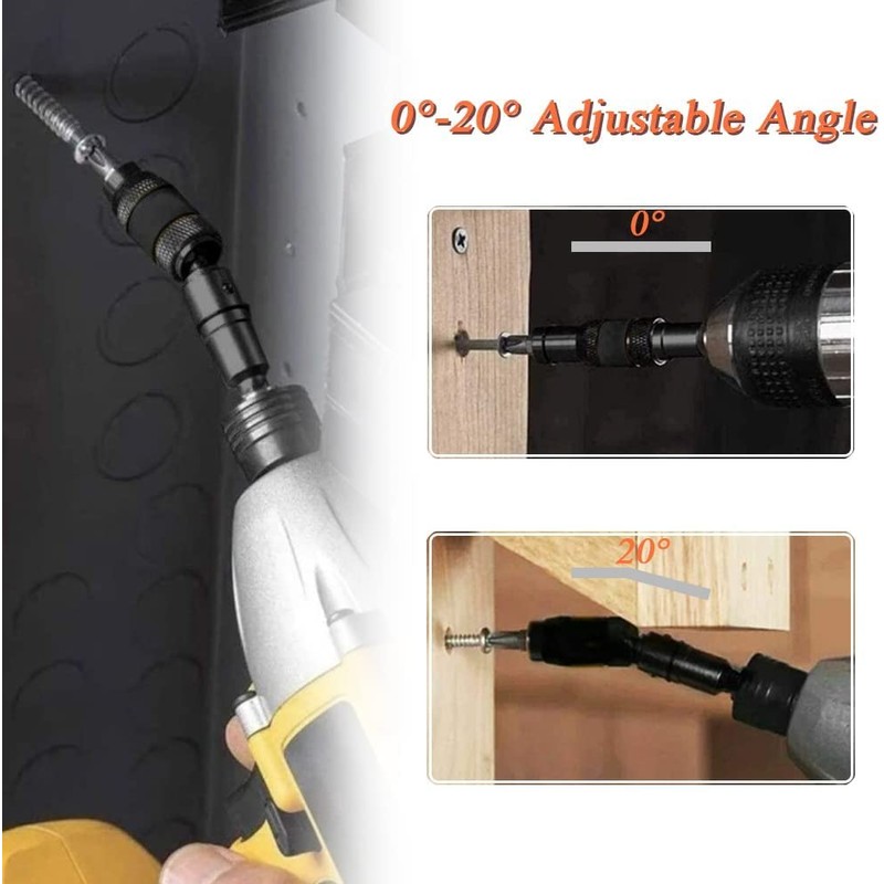 Bestgle Pivot Drill Bit Holder Tip(1/4 Inch Hex Shank, 20°