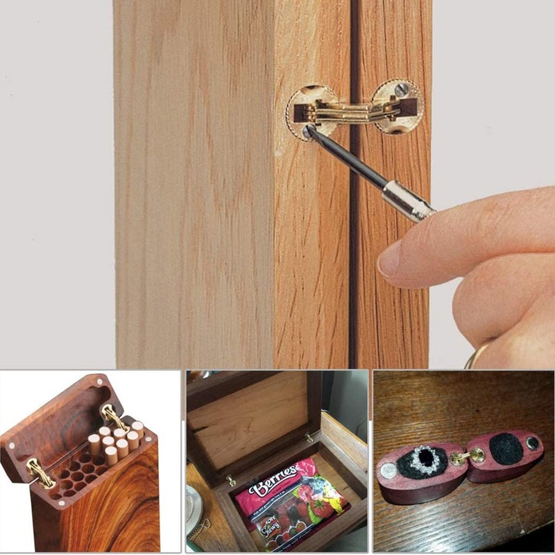 4 Pcs Hidden Brass Barrel Hinges, Concealed Box Invisible Furniture