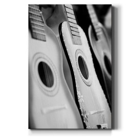 WEXFORD HOME Acoustic Guitars Wall Art, Black & White Photography Artwork, Modern Musician Decorations, Premium Gallery Wrapped Canvas, Ready to Hang, 24 in H x 36 in W, Made in America