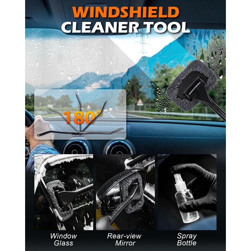 Viewmax Windshield Cleaner Tool, 18Pcs Car Interior Detailing Brush Set,