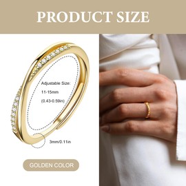 Anmahe Gold Ring,Gold Rings for Women,Adjustable Rings Gold Plated Bands with Cubic Zirconia,Gold Plated Ring,for Women's Weddings Engagement