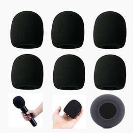 Microphone Cover, MeetRade 6 Pack Microphone Windscreen Foam Cover Mic Cover Audio Protector (Black)