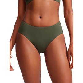 CRZ YOGA Bikini Bottoms for Women Mid Rise Full Coverage Bathing Suit Swimsuit Basic Swim Briefs Dark Olive X-Small
