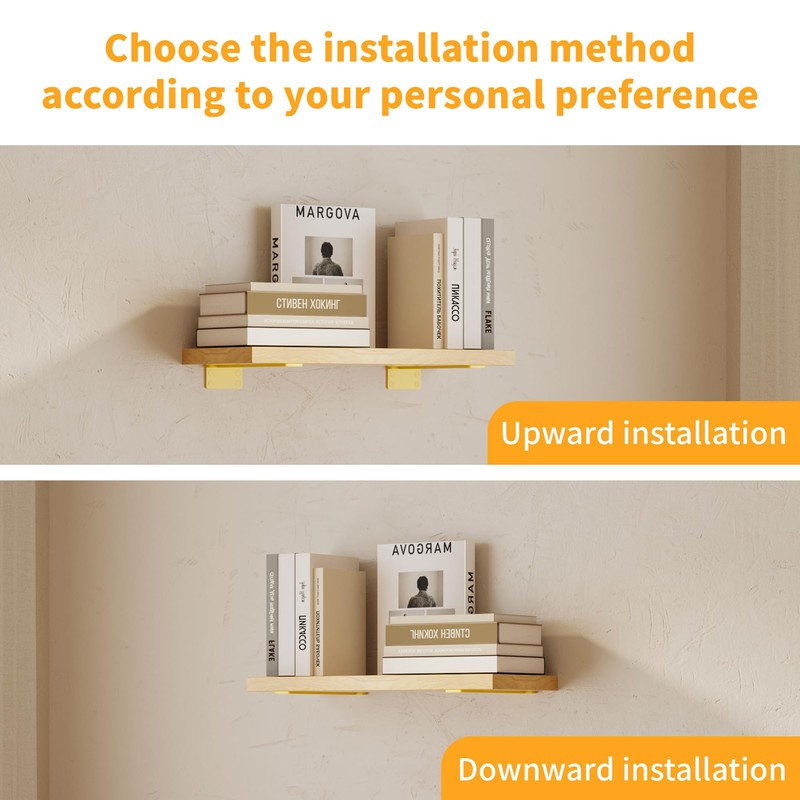 Floating Shelf Bracket 10Inch, 8Pack Gold Shelf Brackets Bathroom Shelf
