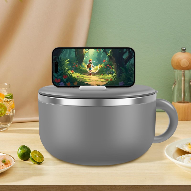 Ramen Bowl With Lid - 1200ml Instant Noodle Cooker With