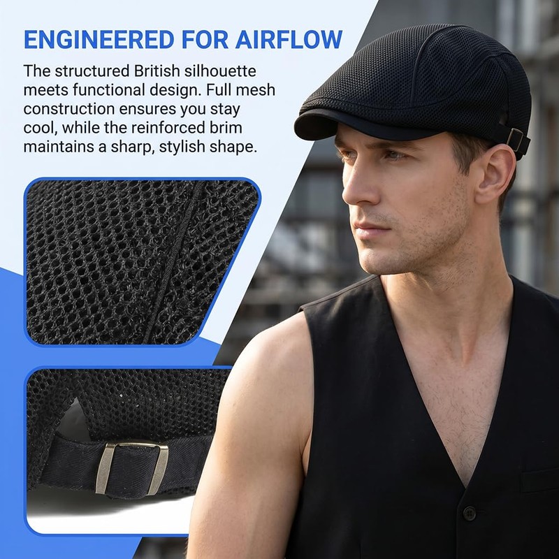 YAMEE Beret Hat Men's Breathable Mesh Beret Men's Hat Sun