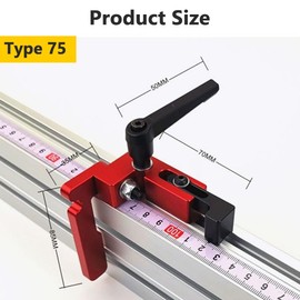 YUMILI Aluminium Alloy T Rails, Alloy Steel T Rails, 75 Type Mitre Rail Stop, Woodworking T-slot Limiter, Accurate Length Limiting Device for Workbench, DIY