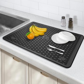 28"X20" Dish Drying Mat, Silicone Drying Mat for Kitchen Counter, Stove Top Covers for Electric Stove, Heat Resistant Glass Cooktop Cover for Kitchen