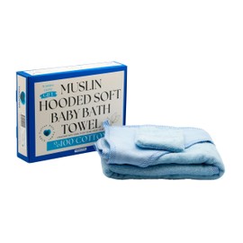 Tagopia Baby Bath Towel with Hood Made of Muslin Baby %100 Cotton Boy 75 x 80 cm Muslin Poncho Baby Bath Towel with Hood and Baby Wash Cloth Baby First Equipment Newborn Baby Accessories Born