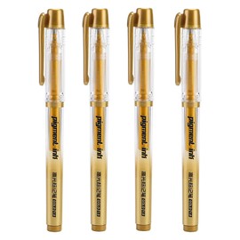 QGH 4 Pack Gold Pens Metallic Gel Ink 1.0mm, Smooth & Waterproof Gold Marker Pens for Crafting, Card Making, Drawing, Highlighting, and Writing, Perfect for Artists & Crafters