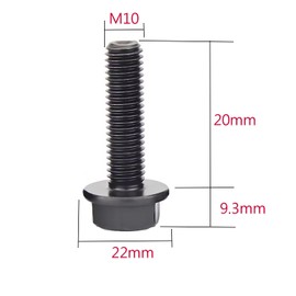 10Pcs M10 x 20mm Flanged Hex Head Bolts， Flange Hexagon Screws, Full Thread, Alloy Steel, Black Oxide Finish