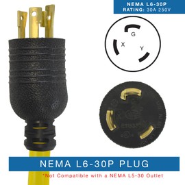 Conntek YL630L630 30 Amp 250V 3' Y-Adapter Cord L6-30P to NEMA L6-30R