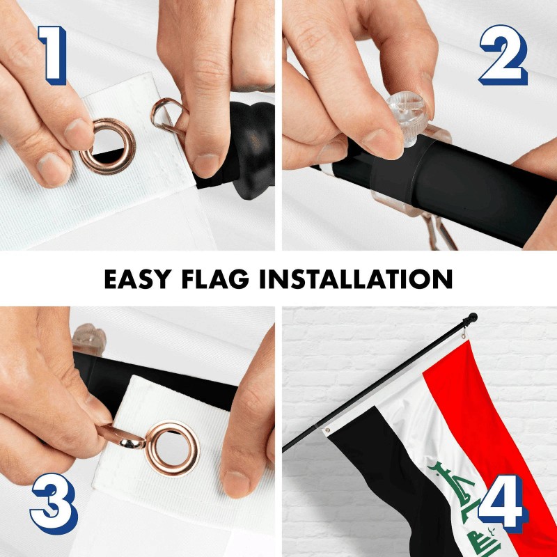 G128 Flag Pole 6FT Black Tangle Free & Iraq Iraqi