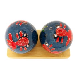 Top Chi Goldfish Chiming Baoding Balls with Bamboo Stand (Medium 1.6 Inch)