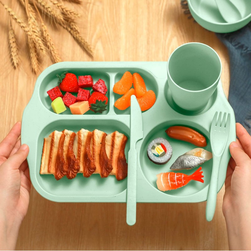 24 Pcs Wheat Straw Dinnerware Cutlery Set for Aldult Including