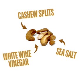 Salt & Vinegar Cashews, Only 3 Ingredients, Flavored Cashew Splits, Clean Ingredients Snack, Flavored Nuts, Salt & Vinegar Nuts, Healthy Snack, 11 Ounce Resealable Bag