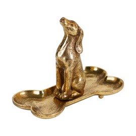 NIKKY HOME Gold Ring Holder Dish, Vintage Jewelry Trinket Display Decorative Metal Tray Bowl, Dog Lover Gift for Women Friends Female Mom Grandma Aunt as Mothers Day Birthday Wedding Christmas Gift