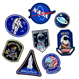 Dzyoleize Estilos Surtidos Bordados Para Coser/Planchar en Parche Apliques Para Ropa Vestido Planta Sombrero Jeans Coser Flores Parches de Accesorios Para Bricolaje Parches Para Planchar Geniales (20 piezas El astronauta)