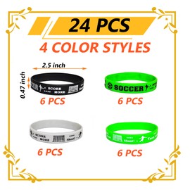 ATSMOICY 24PCS Soccer Party Silicone Wristband Bracelets-Inspirational Gifts - Sport Festival Party Favors and Supplies for Birthday School Prizes/Gifts Boys Girls