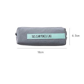 Canvas Pencil Case Makeup Pouch Cosmetic Pencil Bag Simplement Design Zip Fasten for Adults School Office (Gray and Pink)