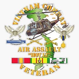 HOF Trading Army - Vietnam Combat Veteran W Helicopter Assault Vinyl Sticker Waterproof Decal Laptop Wall Window Bumper Sticker 5"
