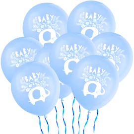 Stunning Blue Floral Elephant Latex Balloons (30cm)- Elegant & Unique Party Decor - Perfect for Celebrations - 8ct