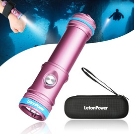 LetonPower Tynny-13se Dive Light 2200 Lumens Compact Underwater Flashlight, 6 Modes Dive Torch, Snorkeling Light with Rechargeable Battery and Type-C Charging for Scuba Diving Flashlight (Pink)