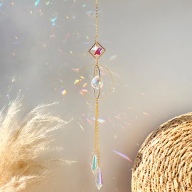svpfuo Sun Catcher, Crystal Sun Catcher, Window Decoration, Hanging Modern Light Catcher, Hanging Wind Chime Crystal, Suitable for Windows, Living Room, Garden Party, Wedding Decoration