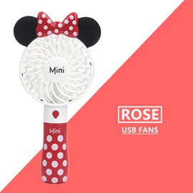 Kbinter Cute Personal Mini Fan, Handheld & Portable USB Rechargeable 1 Speed USB Fans with Colorful LED Light Adjustable, for Indoor Or Outdoor Activities, Cute Mouse