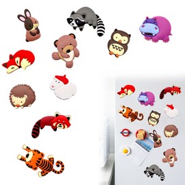 Xinlon 10 x Fridge Magnets, Children's Fridge Magnets, 3D Cartoon Beautiful Animals Fridge Magnets for Fridge, Magnetic Board, Kitchen, Office