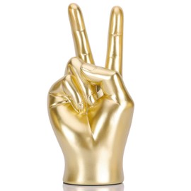 DOVDOV Peaceful Hand Gesture, Gold Hand Decoration, Gold Finger Figurine for Shelf, Room, Office, Coffee Table, Entryway, Entrance Decoration, Sculpture