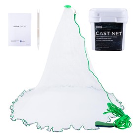 Goture American Fishing Cast Net Saltwater Freshwater, 3/8inch 1/4in Mesh Size Casting Net for Bait Fish Shrimp Trap,Strong Zinc Sinker, 3ft/4ft/5ft/6ft/8ft/10ft Radius Throw Cast Net with Needle