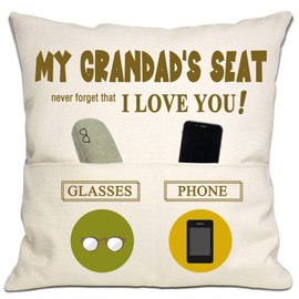 Grandad Grandfather Grandpa Gifts Presents Grandad Cushion Cover Throw Pillow Cover with 2 Pockets for Grandad Birthday Gifts Thanksgiving Father's Day (grandad-1)