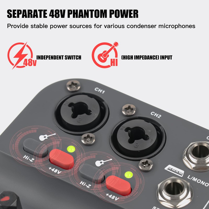 TKLBLS Professional Unpowered Audio Mixing Console, T4 Unpowered Recording Mixers