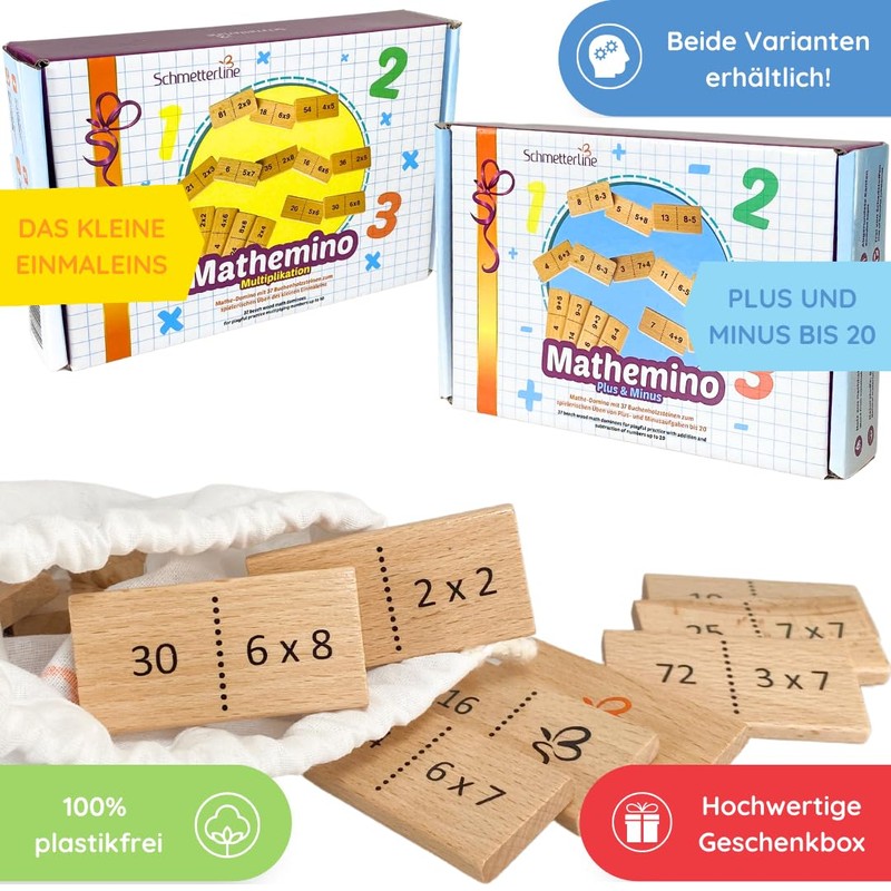 SCHMETTERLINE® Math Dominoes 1x1 Learning with Fun - Funny Computing