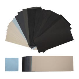 Senmai Tools 35PCS Sand Paper Assortment Pack with Polishing Cloth, 400-20000 Grits, 9 x 3.6 Inch Wet Dry Waterproof Sandpaper Sheets, for Automotive Wood Furniture Metal Automotive Polishing Sanding