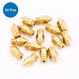 MMOBIEL Pack of 24 0.2/0.3/0.4/0.5/0.6/0.8/1.0 mm Brass MK8 3D Printer Nozzle Extruder Compatible with Creality Ender 3 Series, Ender 5 Series, CR-10/10S, Makerbot with 3 Cleaning Needles