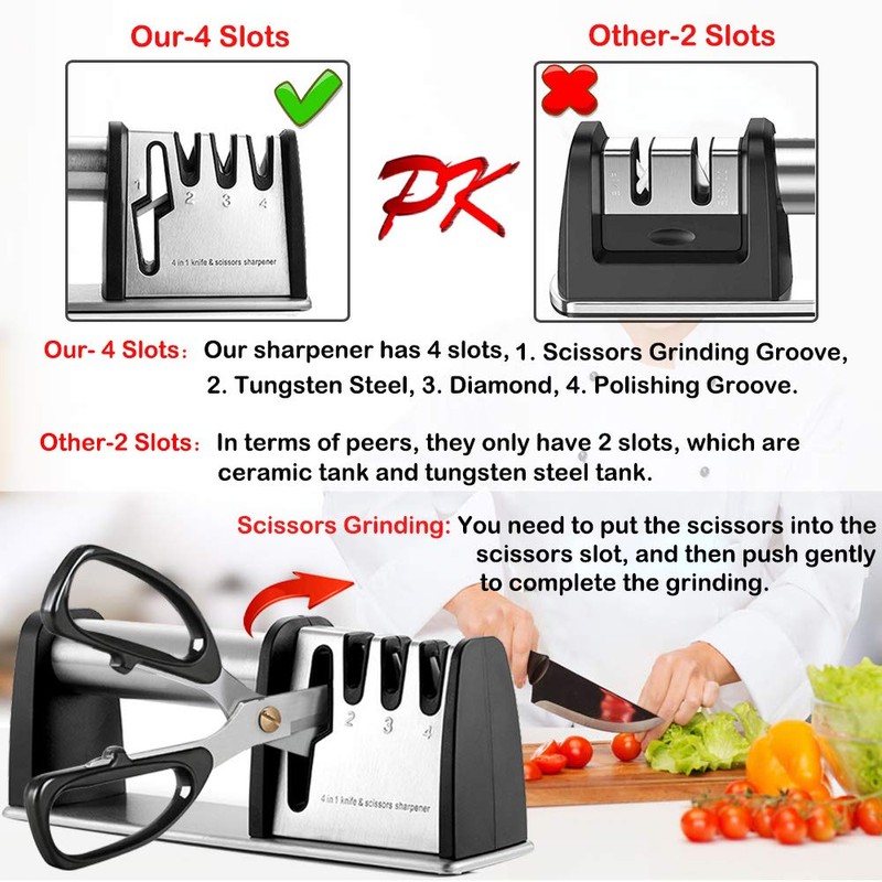 Knife Sharpeners, Best 4 in 1 Manual Kitchen Knives &