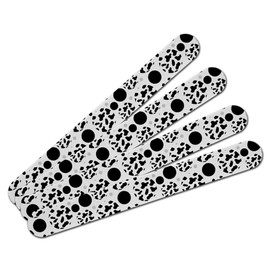 Double-Sided Nail File Emery Board Set 4 Pack - Cow Pattern Print - White