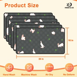 MODESLAB 2-Pack Guinea Pig Cage Liner, 16in x 30in Fast Absorption Washable Bedding Pee Pads for Dogs Puppy Rabbit Small Animal Cage Mat, Leakproof & Non-Slip