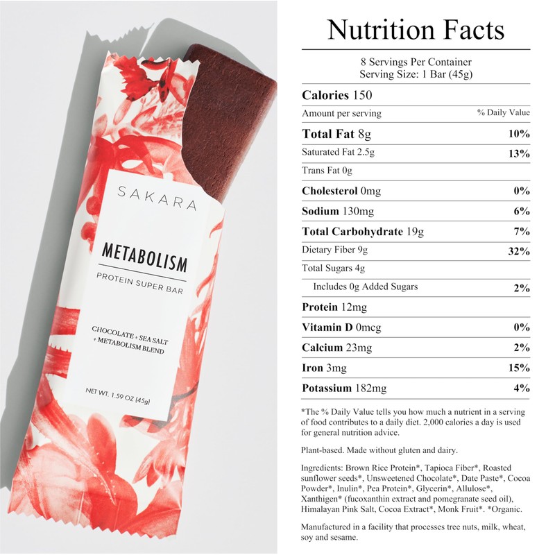 SAKARA Metabolism Super Bar – Healthy, Nutritious Vegan Protein Bars,