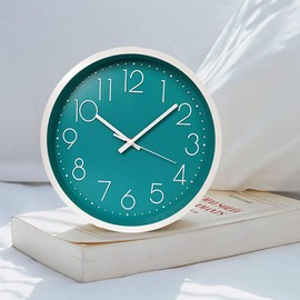 Snifu Round Wall Clock, Continuous Second Hand, Quiet, Simple, European Style, Wall Clock, Diameter 11.8 inches (30 cm), Bedroom/Room/Office, 5 Colors Selected - Blue