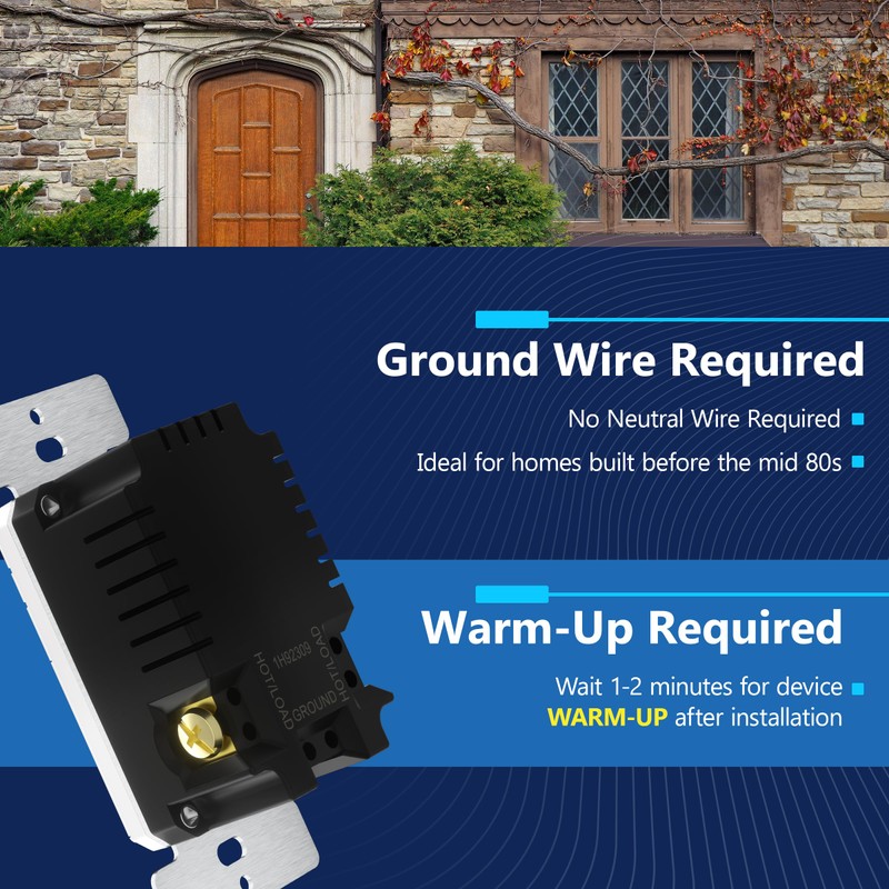 LIDER No Neutral Wire Required Humidity Sensor Switch, Automatic Humidity